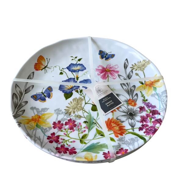 Rachel Ashwell Melamine Dinner Plates 11in Spring Floral Butterfly Set of 4 New - Picture 5 of 13